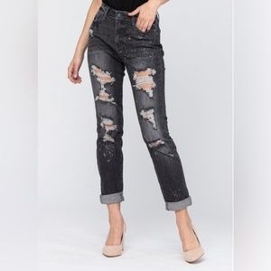 Judy Blue Distressed Splatter Jeans - 22